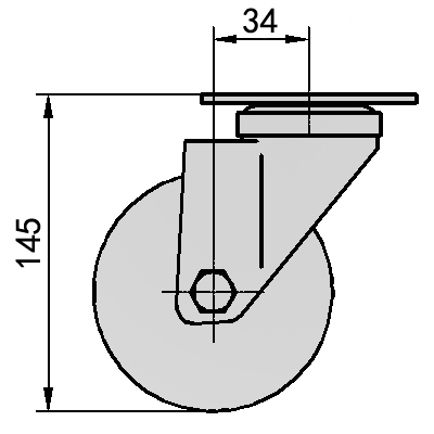 4寸平底活动铝芯聚氨酯轮（黄、弧）