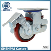 8寸重型PU单弹簧万向锁定防震脚轮