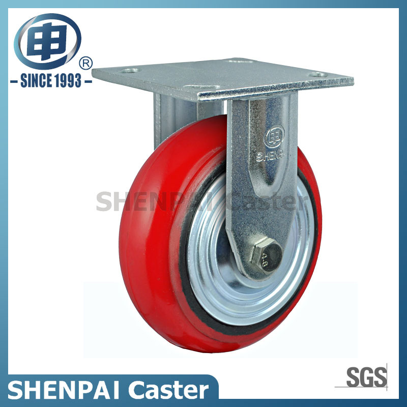 6"重型铁芯PU刚性脚轮（弧形）