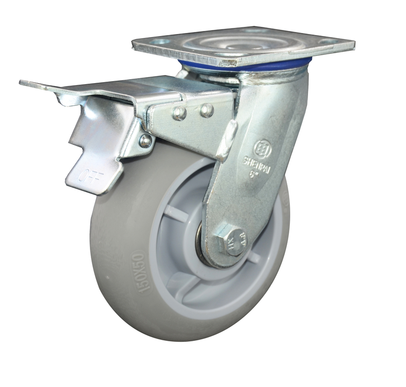 6' TPR 旋转带制动脚轮，适用于重型