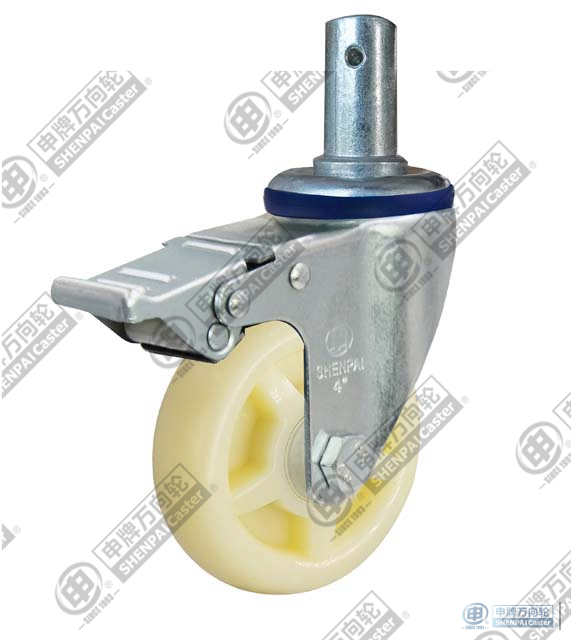 3" 阀杆带刹车加强型 PP 脚轮（白色）