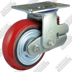 8寸平底活动铁芯聚氨酯轮（红、弧）