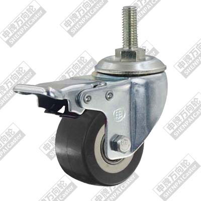 1.5"螺纹杆旋转带刹车PU（黑色）M10*25