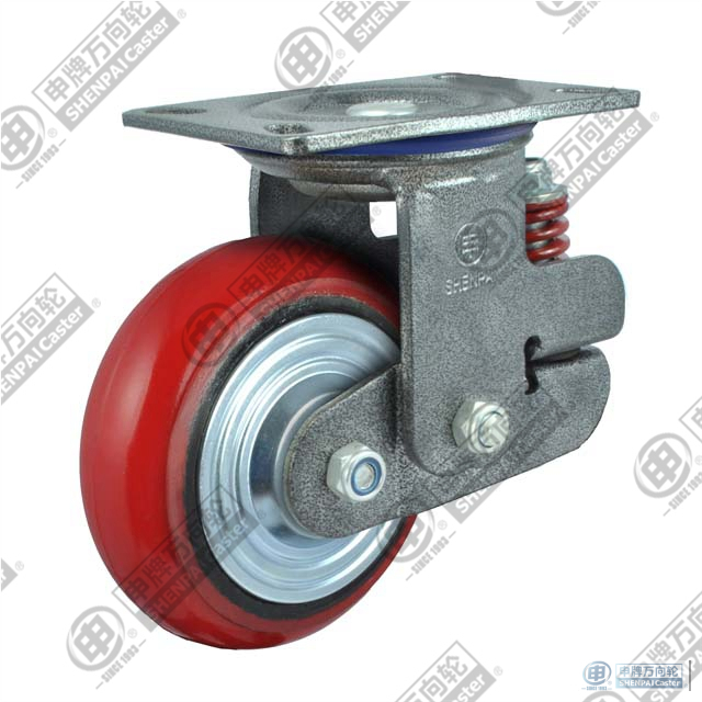 5寸铁芯PU（弧形）万向防震脚轮