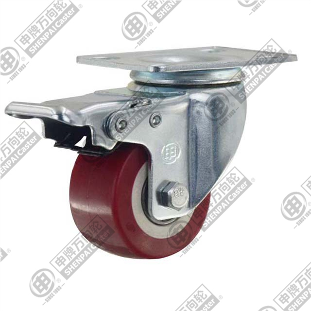 1.5"平底刹车聚氨酯轮（红色）