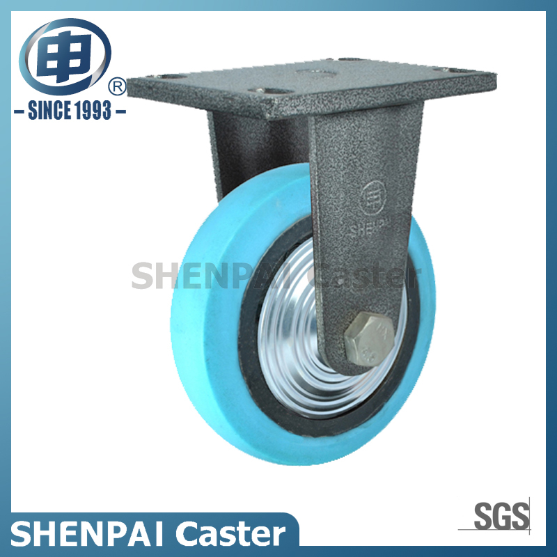 5寸铁芯蓝色尼龙固定脚轮