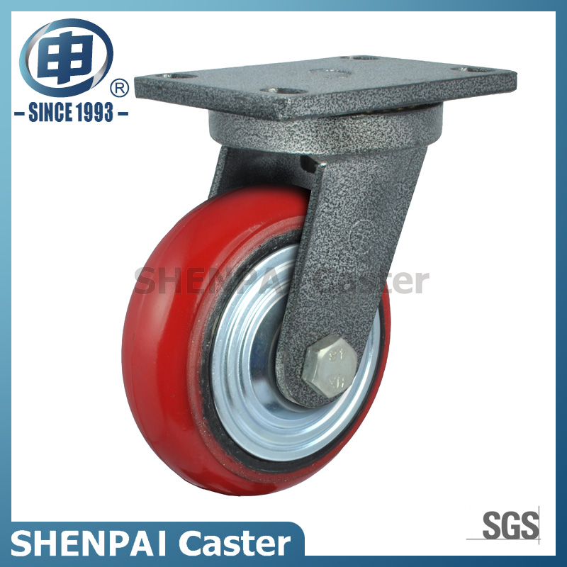 6"铁芯PU旋转喷塑脚轮