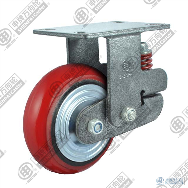 5寸铁芯PU（弧形）固定防震脚轮