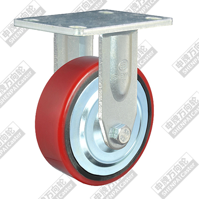 6寸平底固定铁芯聚氨酯轮（红、平）