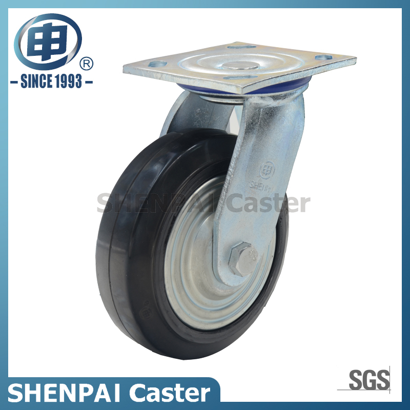 6英寸铁芯橡胶脚轮旋转