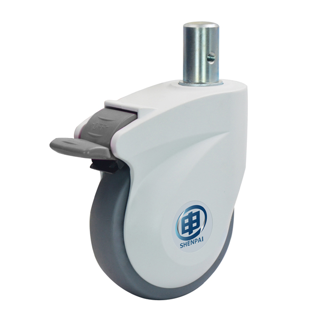 4" 有盖医院脚轮 PU 杆旋转脚轮