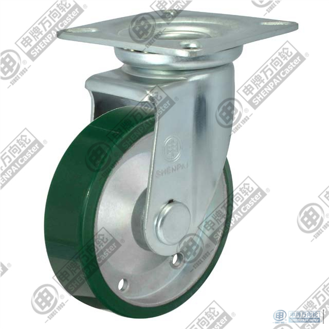 5"平底活动钢芯聚氨酯轮 （绿色）