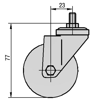 2"螺纹杆带刹车不锈钢支架（TPR）脚轮（灰色）M10*25